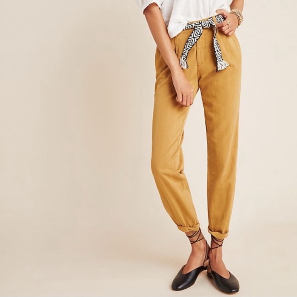 Anthropologie Scout Slim Pleated Draped Trouser Pants